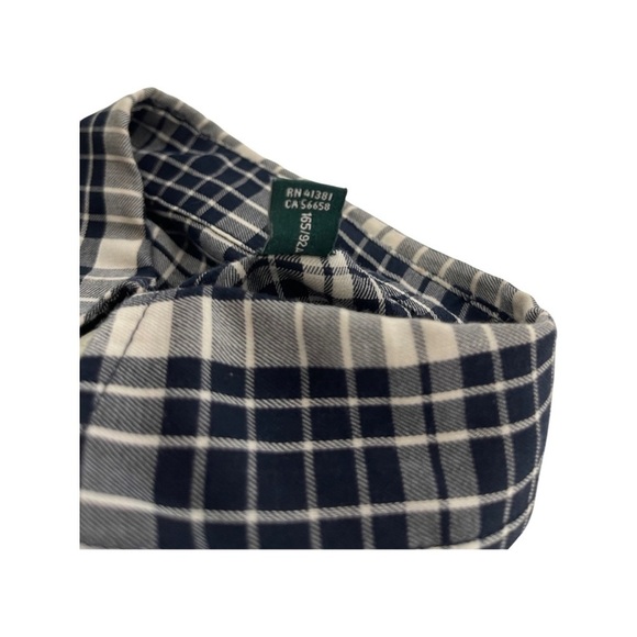 Lauren Ralph Lauren navy and white plaid lightweight 2 pocket button up size Med - Picture 4 of 10